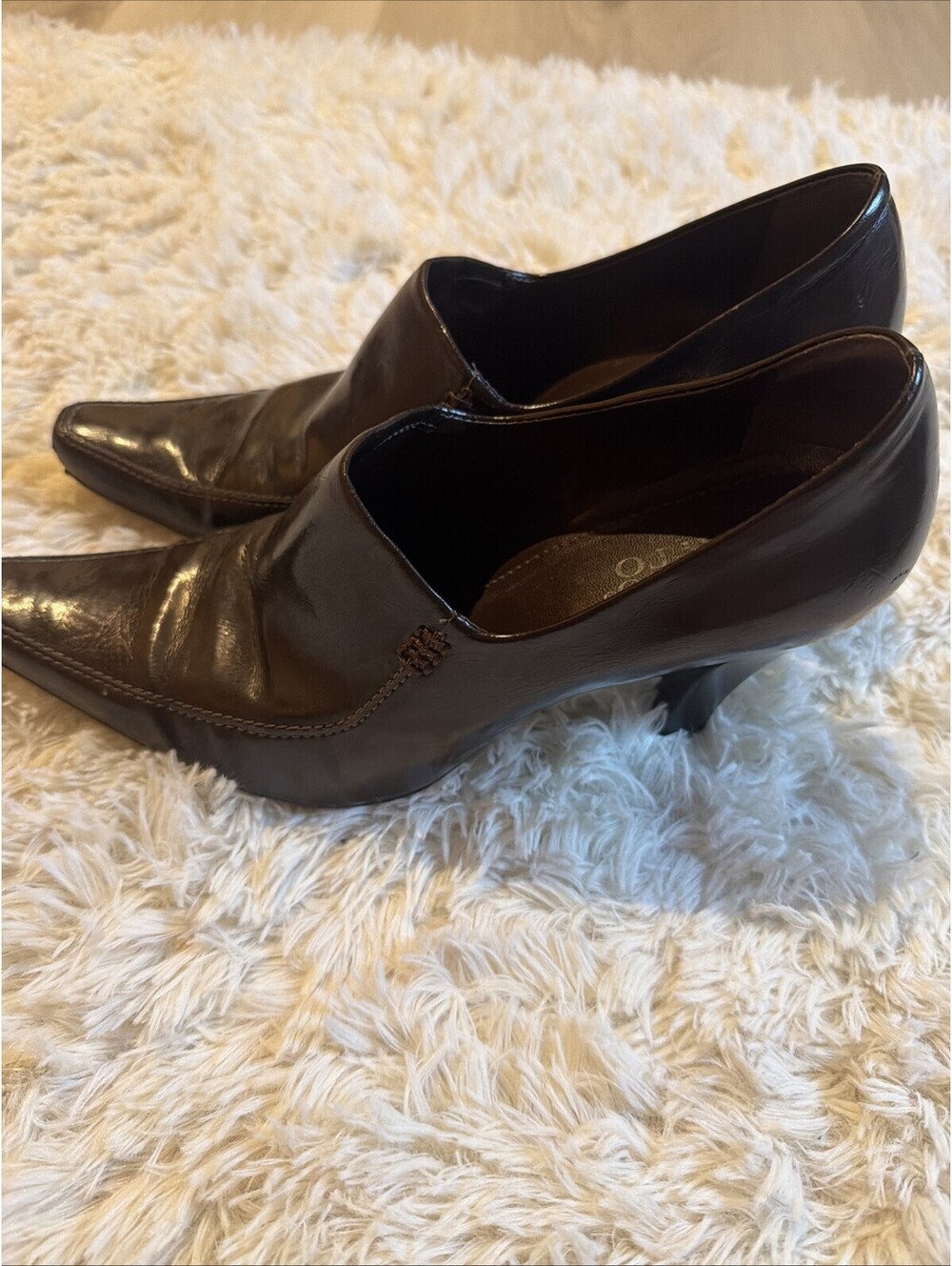 Franco Sarto Man Made Women’s Shoes Size 9.5 M Brown Leather Heels - Picture 4 of 8